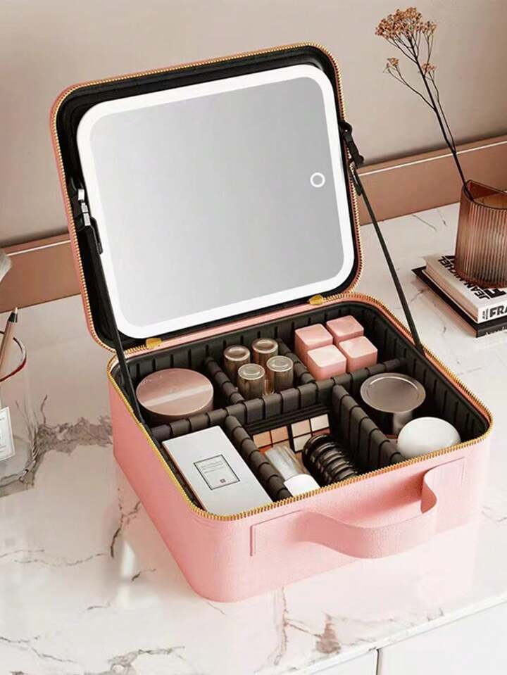 ESTUCHE DE COSMÉTICOS CON ESPEJO LED RECARGABLE