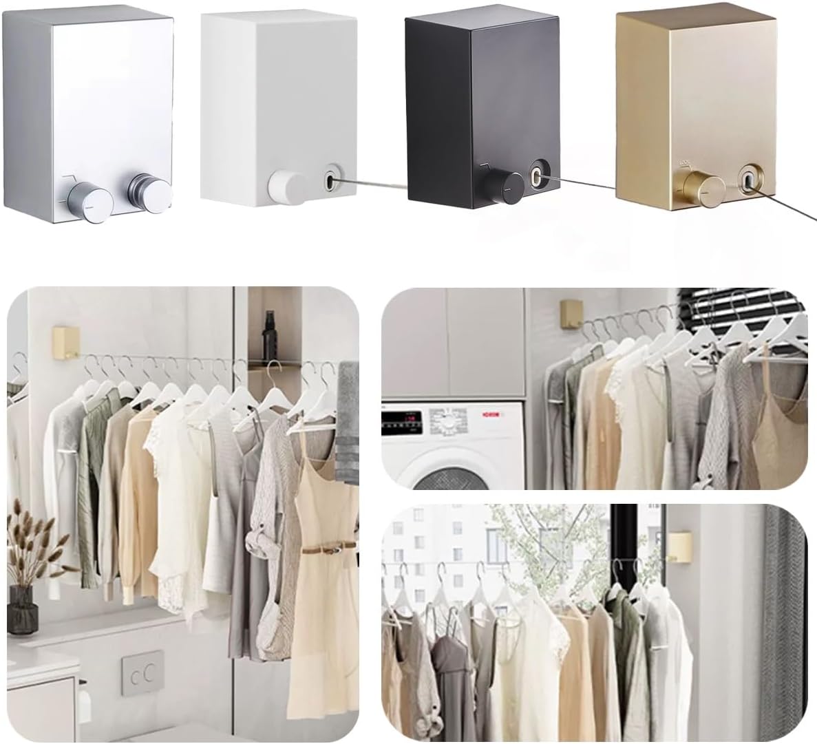 Tendero para Colgar la Ropa con Soporte de Pared Regulable